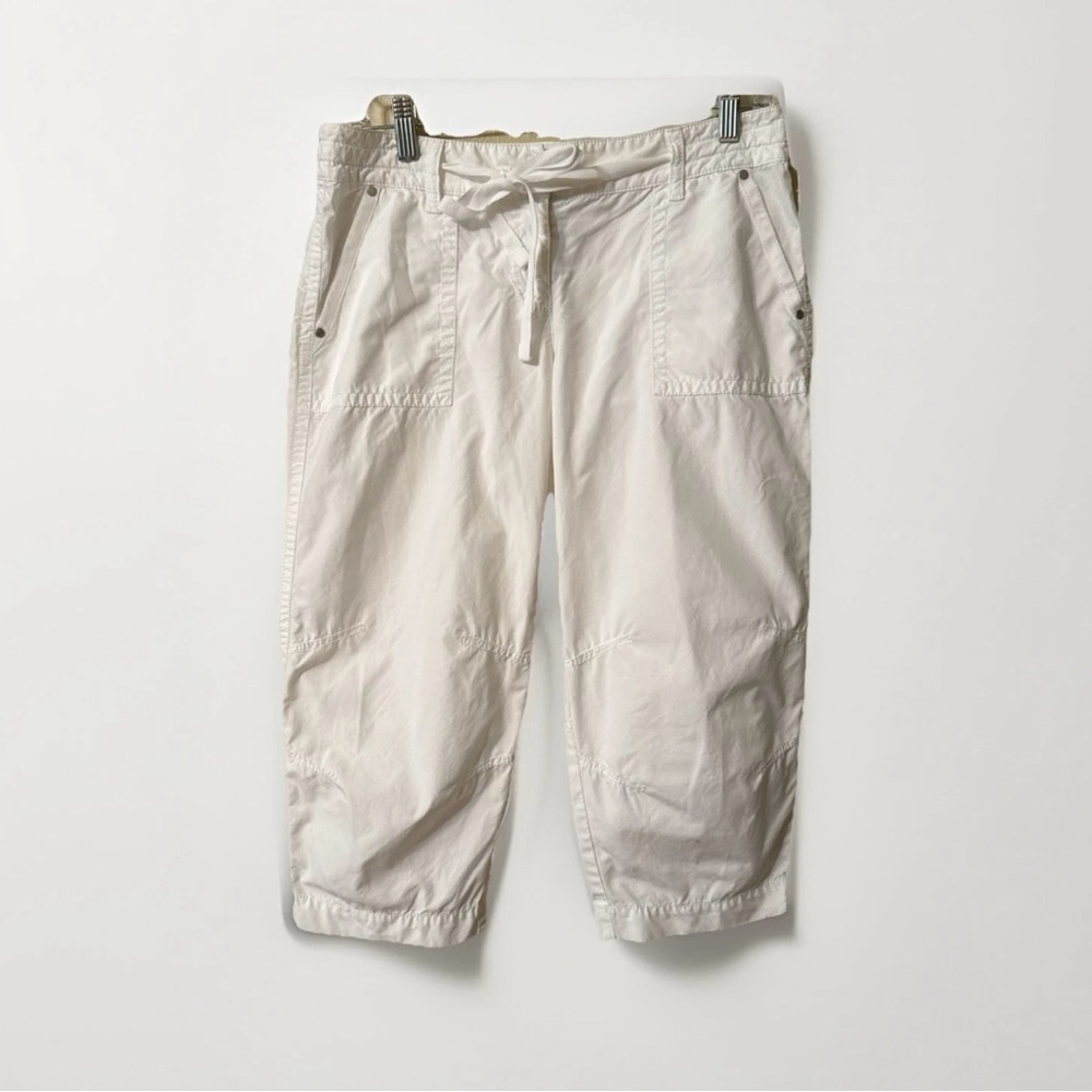Ann Taylor Lindsay white Capri cropped pants with drawstring waist